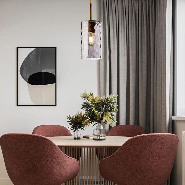 Flipped Glaszylindrische Tropfenlampe Minimalist 1 Glühmessing -Pendelleuchte