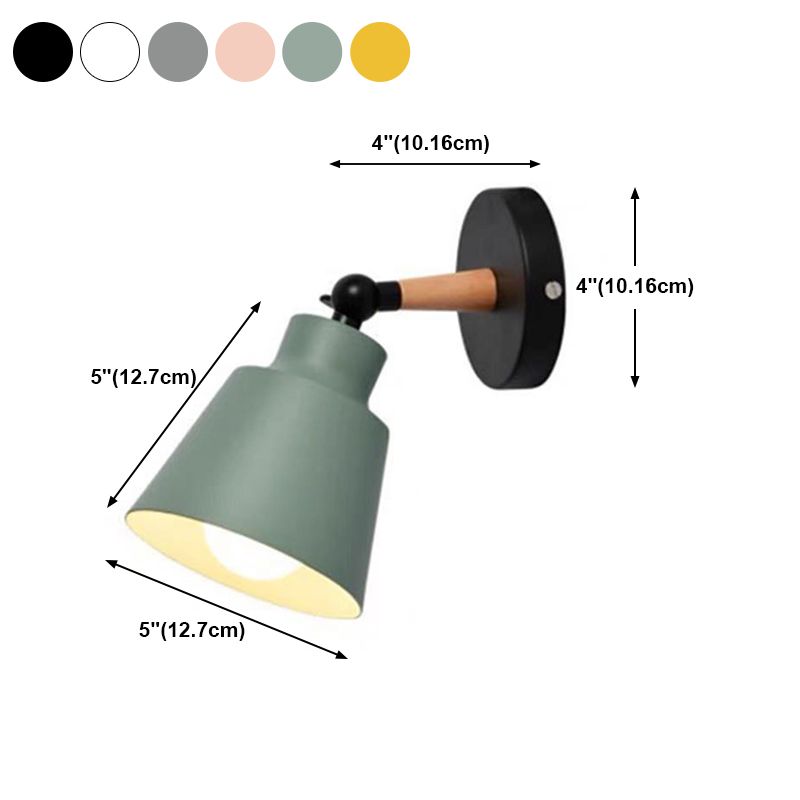 Nordic Metall Wall Light 5 "breite Makkaronwandleuchten mit Holz für Wohnzimmer