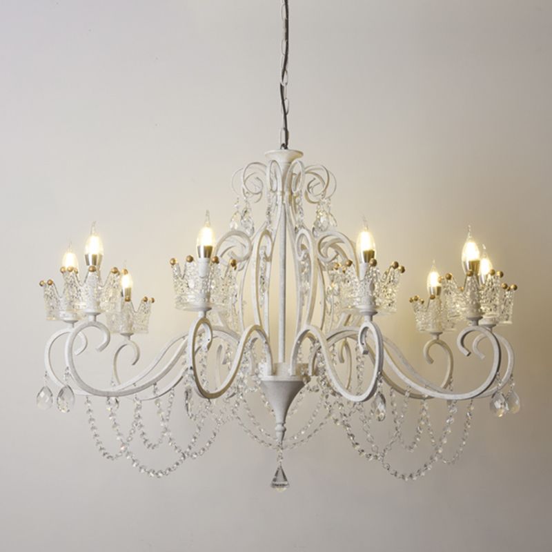Candelabra Metall Deckenbeleuchtung Vintage Wohnzimmer Kronleuchterleuchte mit Kristallkronendekoration