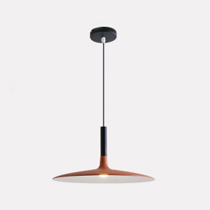 Pendante intérieure minimaliste, éclairage pendentif en métal plat macaron à 1 lumière