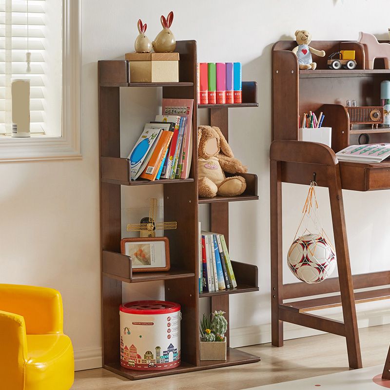 Mid Century Modern Wooden Bookcase with Shelves for Home Office