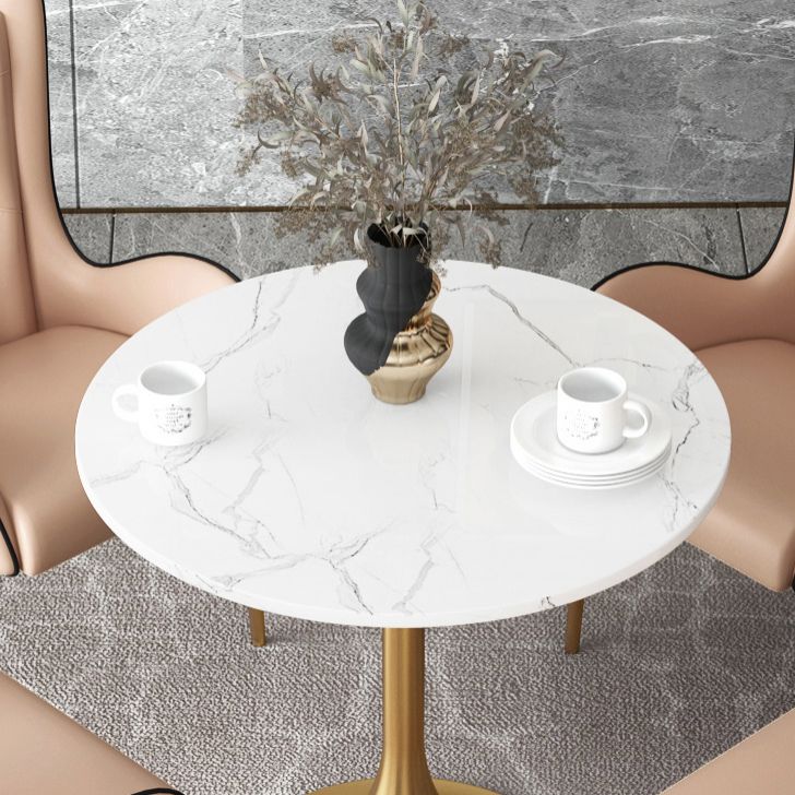 1/3/4/5 Pcs Glam Style Dining Room Set with Round Table and Metal Base Dining Set