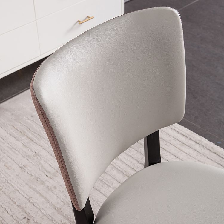 Solid Wood Frame Dining Chairs Modern Faux Leather Armless Chair