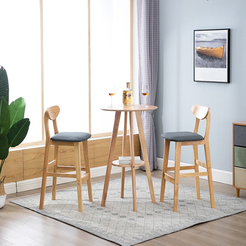 Industrial Bar-stool Square Seat Counter Bar Stool with Wooden Legs