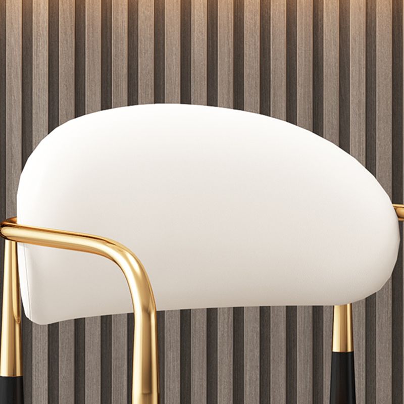 Metal Industrial Side Chair Metallic Finish Open Back Dining Arm Chair