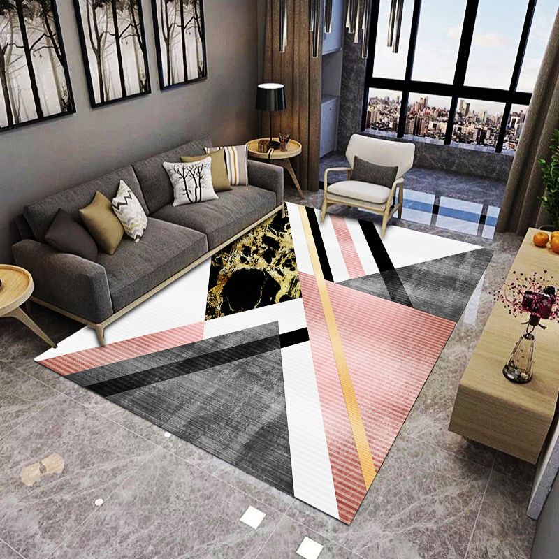 Alfombra de diamantes de poliéster de color interior de color rosa claro para sala de estar para sala de estar