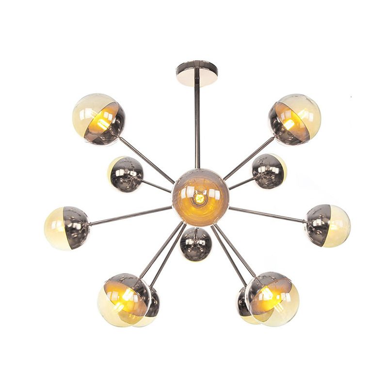 Semi-encastré Globe pour salle à manger, verre blanc/transparent/gris fumée, 9/12/15 lumières, luminaire semi-encastré contemporain en cuivre/chrome/or