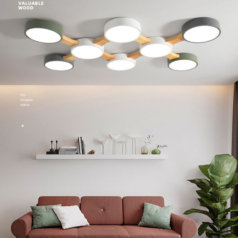 Moderne minimalistische LED-plafondlamp Houten Spoetnik Inbouw met acrylkap
