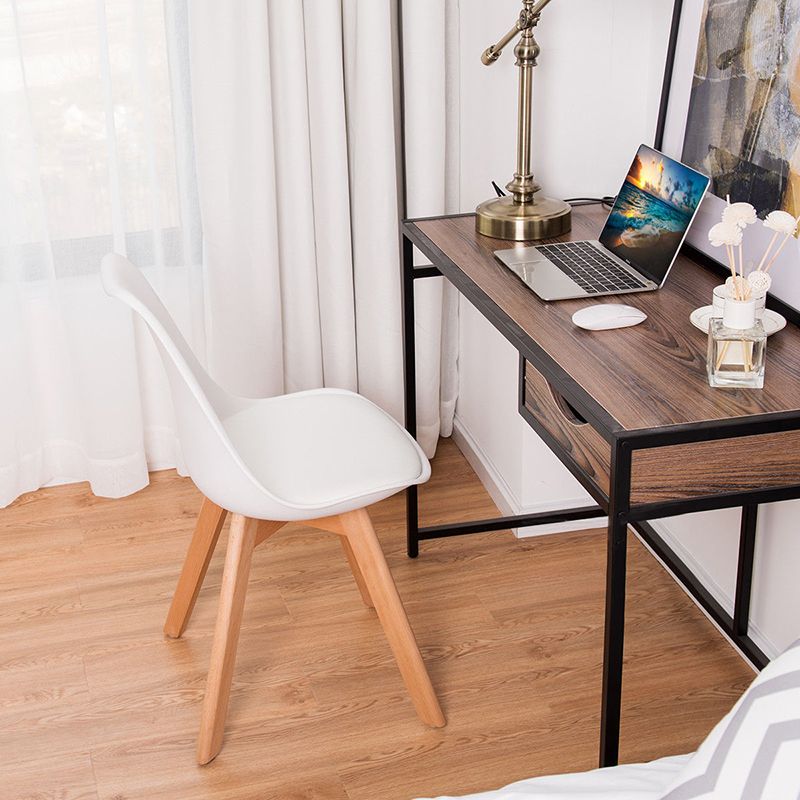 Silla lateral de Beech Parsons escandinavo de bossons Sillas de comedor de cuero (juego de 2)