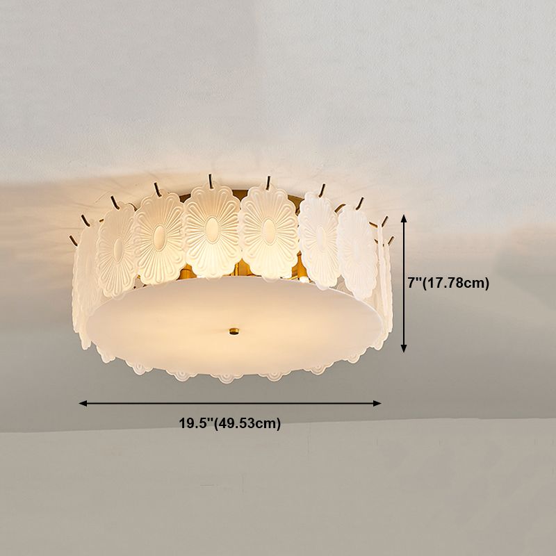 Round Close to Ceiling Lamp Modern-Style Glass Gold Ceiling Mounted Fixture