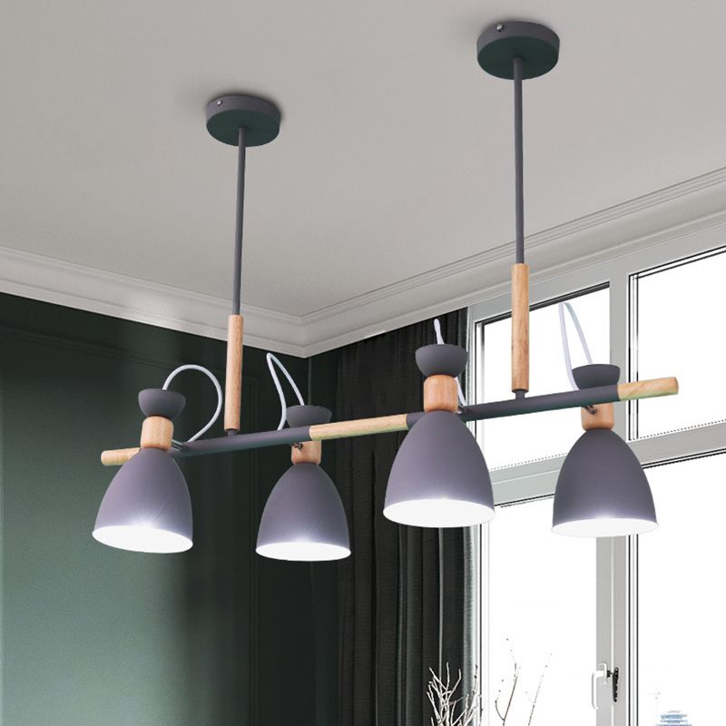 Macaron Cone Pendant Lights Metal 4 Lights Hanging Lamp Kit for Dining Room