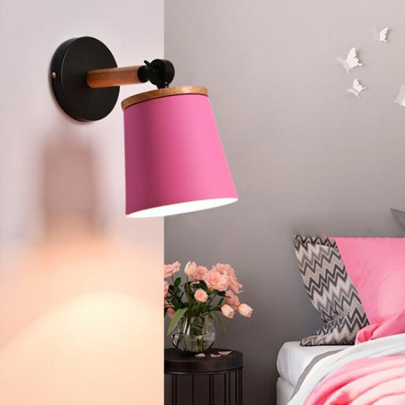 Single Light Trapezoid Sconce Light Rotatable Macaron Loft Metal Wall Lamp for Bedside