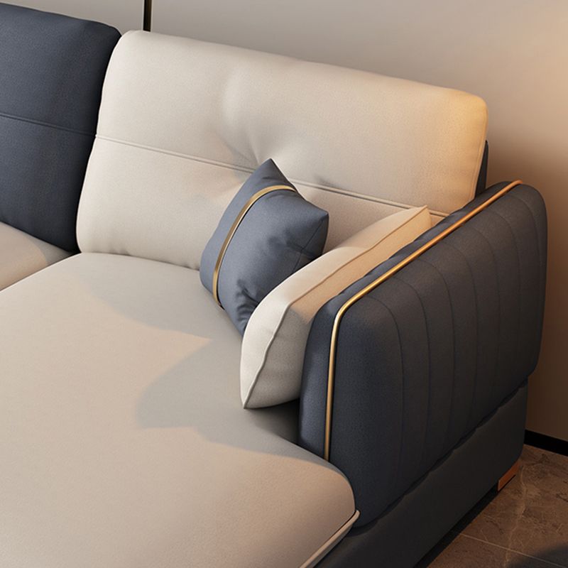 30.7"H Scandinavian Faux Leather Square Arm Sofa & Chaise for Living Room