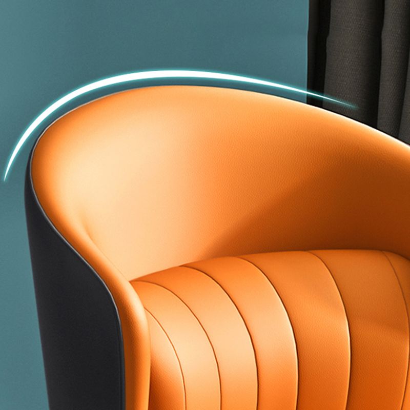 Silla lateral de comedor curvada de cuero para interiores moderna, silla sin brazos Parsons