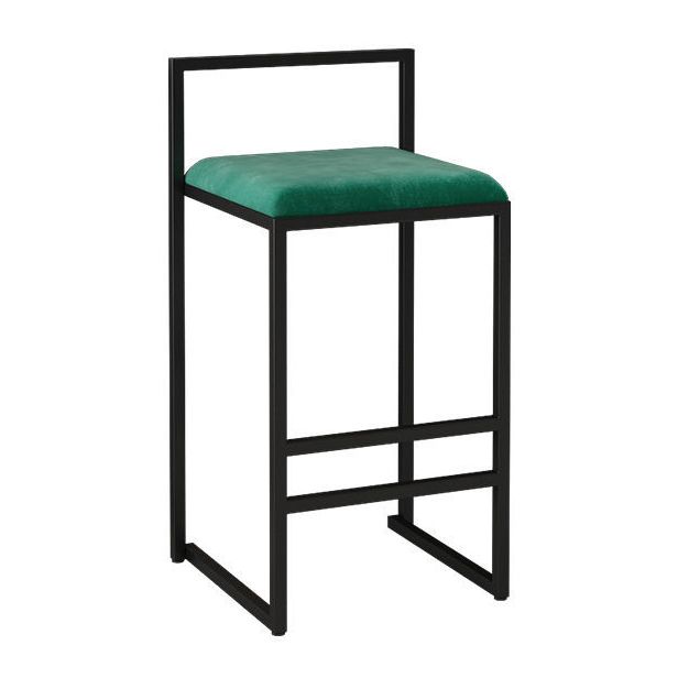 Modern Armless Backrest Counter Stool Iron Kitchen Bar Stool with Cushion and Pedal