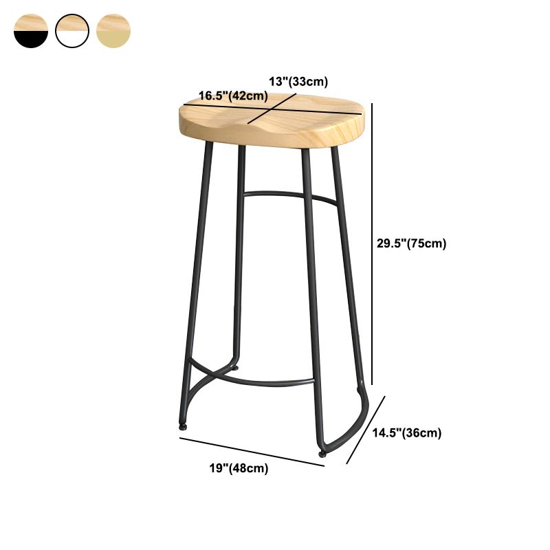 Industrial Wood Natural Barstool Wood Furniture with Metal Base for Home