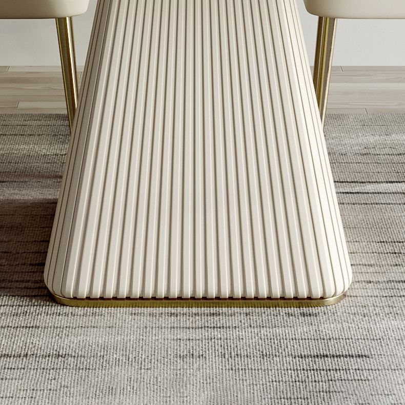 Contemporary Style Sintered Stone Dining Table with White Fixed Table and Pedestal Base