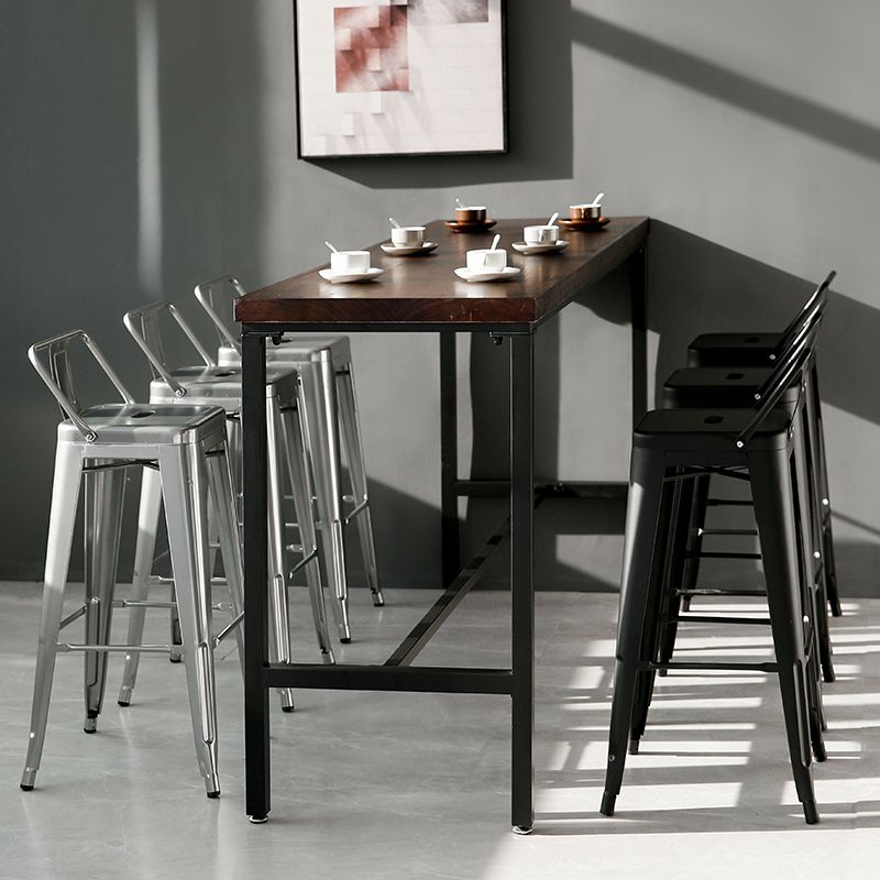 Modern Square Dining Stools Metal Armless Barstools with Footrest
