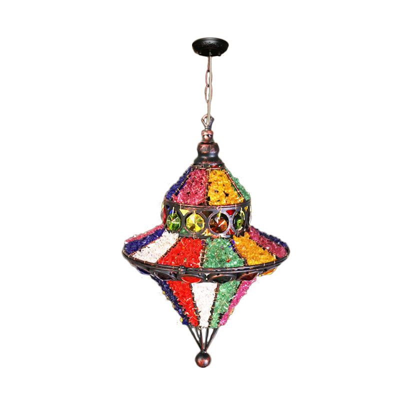 1 Luz de iluminación colgante de luz Art Deco Restaurant Light con cono/lágrima de metal en blanco/rojo