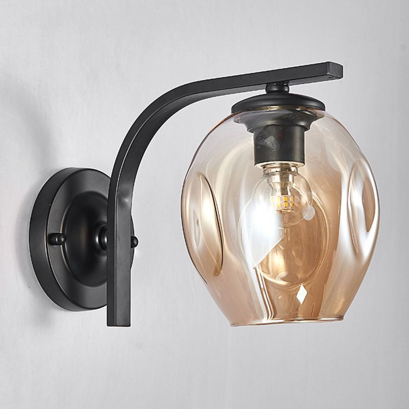 Iron & Glass 1 - Light Wall Sconce in Black / Gold Modernism Wall Lighting Fixture