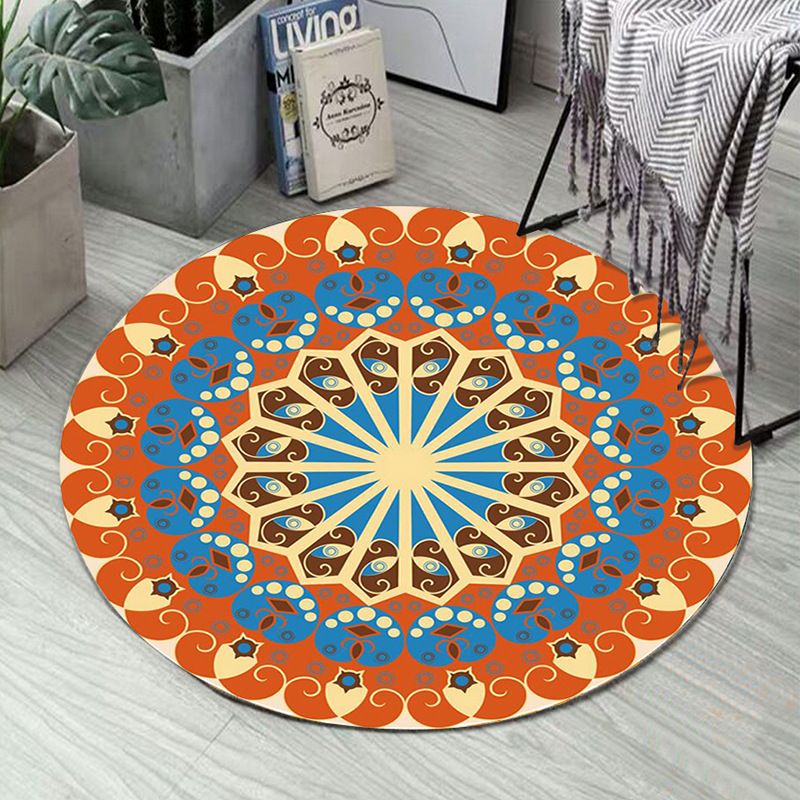 Art Deco Moroccan Rug Multi-Colored Mandala Rug Pet Friendly Machine Washable Anti-Slip Rug for Bedroom