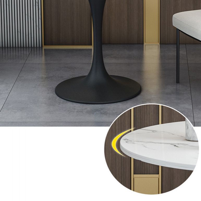 White Faux Marble Top Dining Table Set 1/2/5 Pieces Round Dining Set with Padded Chairs