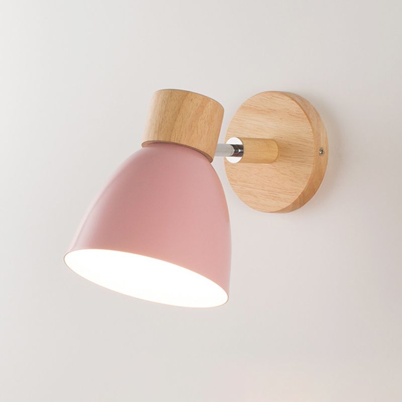 Armed Wall Light Sconce Macaron Style Metal 1 Light Sconces