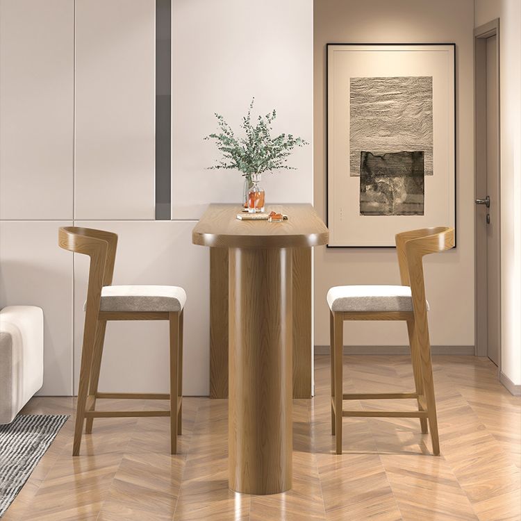 Specialty Solid Wood Bar Table Double Pedestal Bar Height Pub Table in Natural