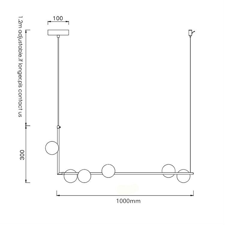 Modern Minimalism Black Linear Island Pendant Lighting Sphere Glass 6 Light Island Ceiling Light for Living Room