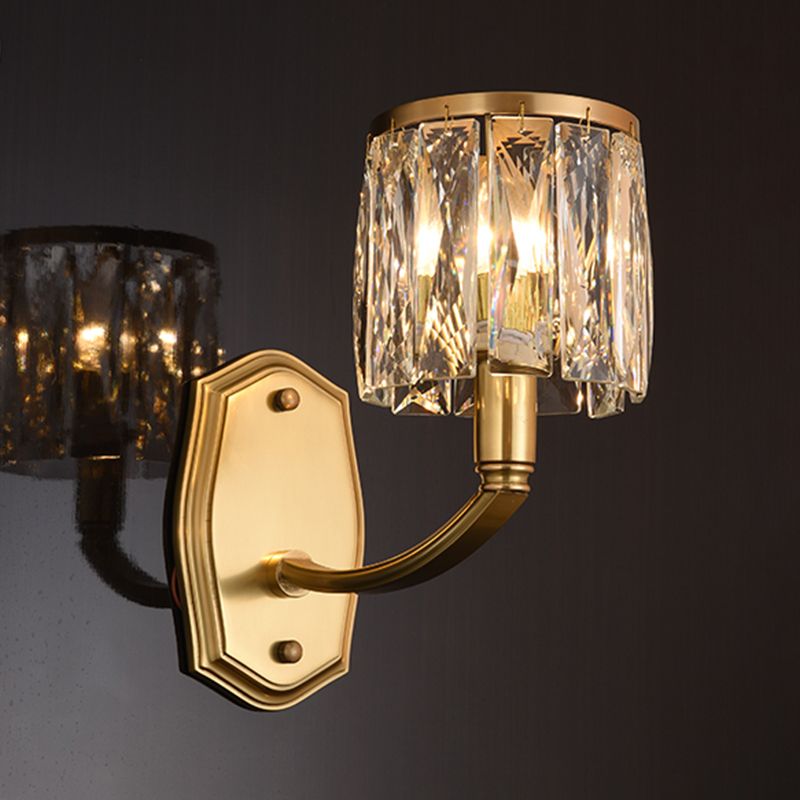 Multi-luz de medio cilindro apliques de pared de estilo moderno lámpara de montaje de pared de cristal en latón