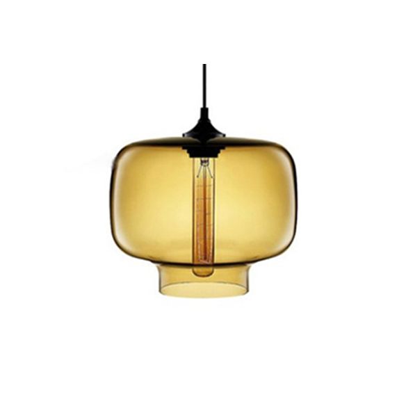 Cylindre pending lampe contemporain 1 clair rouge / brun / bleu plafonnier plafond