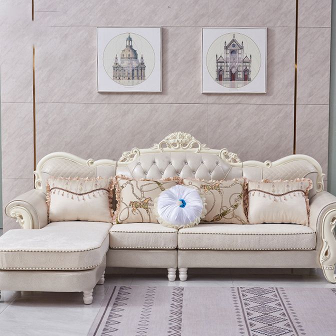 68" Wide French Country Sectional Sofa Leather Sleeper Sectional