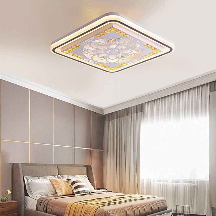 Geometrische Metalllüfterlampe moderne weiße LED -LED -Leuchte für Schlafzimmer
