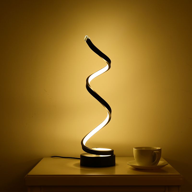 Lámpara de mesa LED minimalista de acrílico curva nocturna