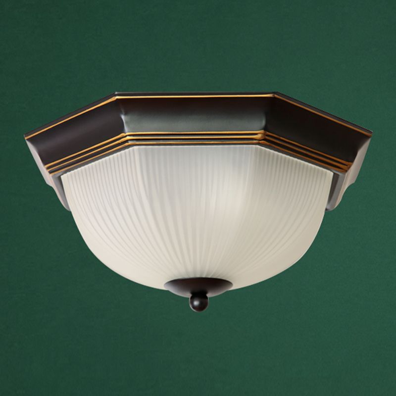 Traditional Dome Flush Ceiling Light Glass Flush Mount Lamp in Black