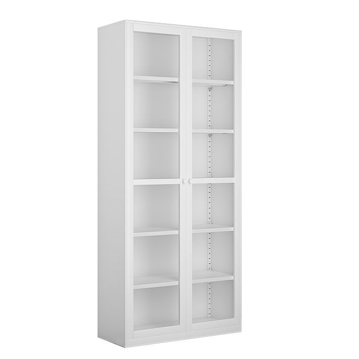 Modern Closed Storage Bookcase Black/White Metal Bookshelf with Shelves