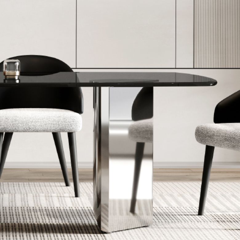Simplicity Style Rectangle Glass Dining Site Table with 3 Legs
