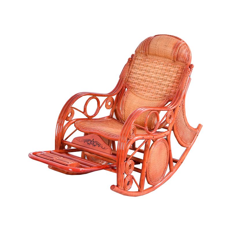 Espresso Rattan Rocking Chair Antique Reclining Rocker Chair 24.4" x 47.2" x 36.2"