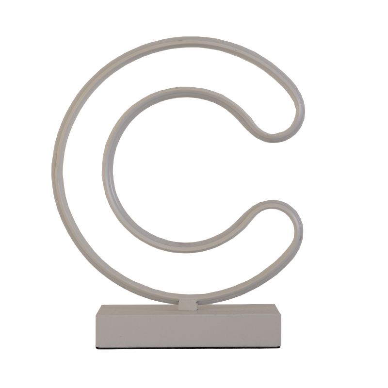 Modern LED Nightstand Lamp White Curvy Reading Book Light with Acrylic Shade in Warm/White Light