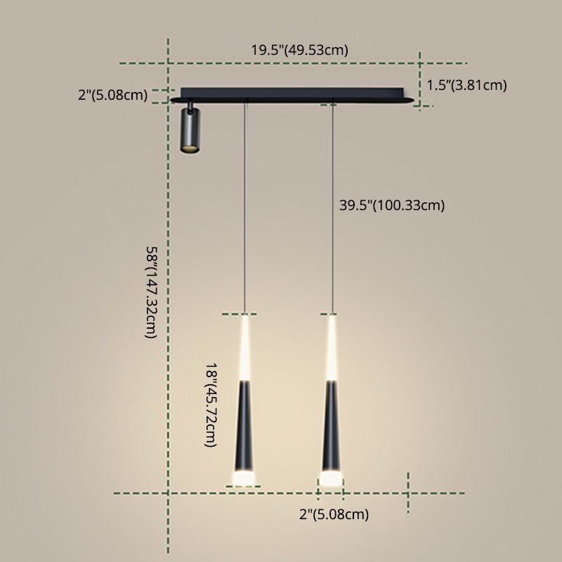 Torch-shaped LED Island Light with 360° Adjustable Spotlight Design Dining Room Lighting Fixture