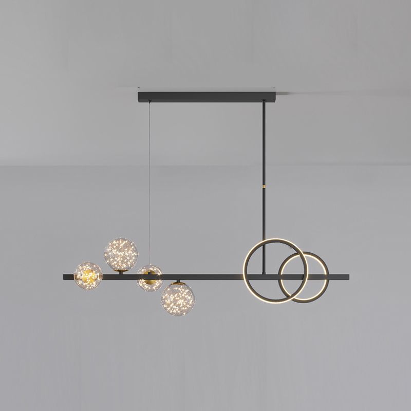 Nordic Modernes Esskronleuchter Lampe Runde Glasschatten LED Hängende Lampenvorrichtung