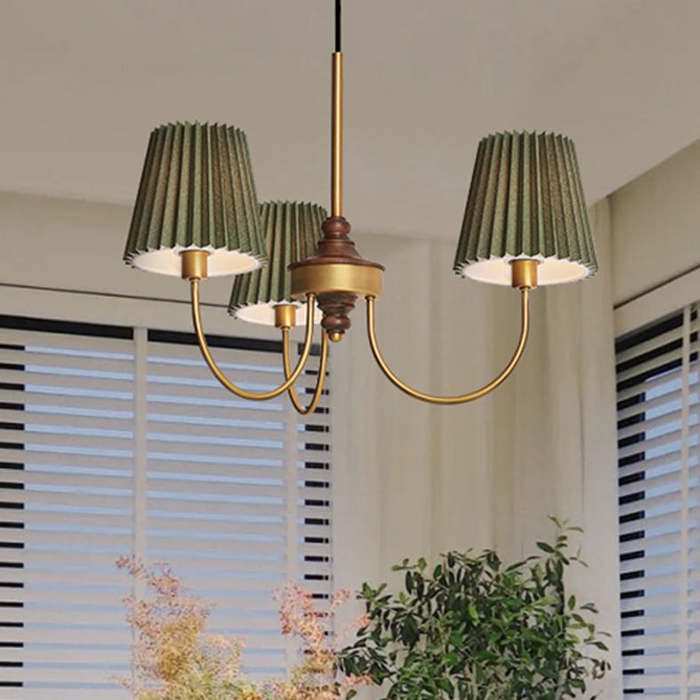 Cone Chandelier Light Traditional 3-Light Suspension Light with Fabric Shade