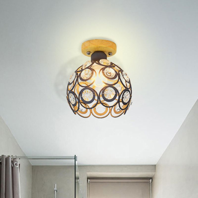 1 Testa Rosa/Verde/Grigio Flush Mount Illuminazione con Global Metal Lampshade Nordic Flush Mount Lampada per Foyer