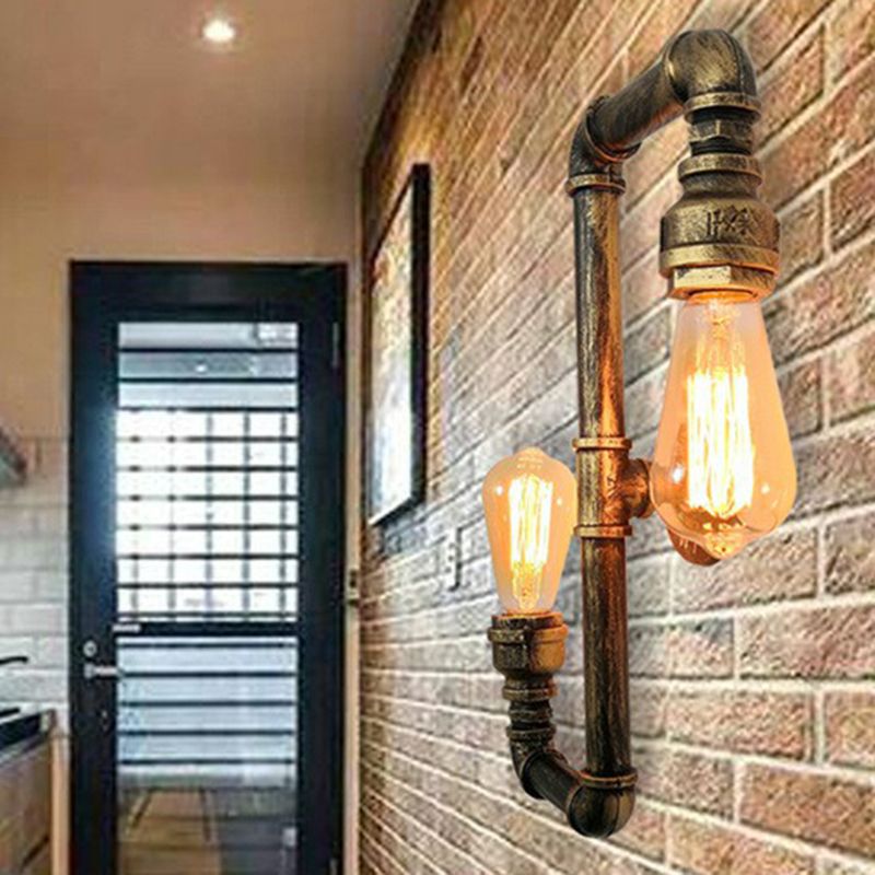 Lampada a parete a 2 teste a forma di magazzino in stile bronzo in bronzo fonce illuminazione per cucina