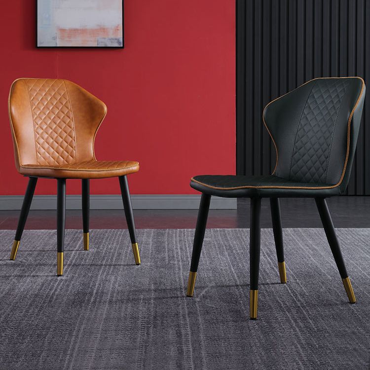 Silla lateral escandinava interior Silla de comedor tapizada de metal con respaldo