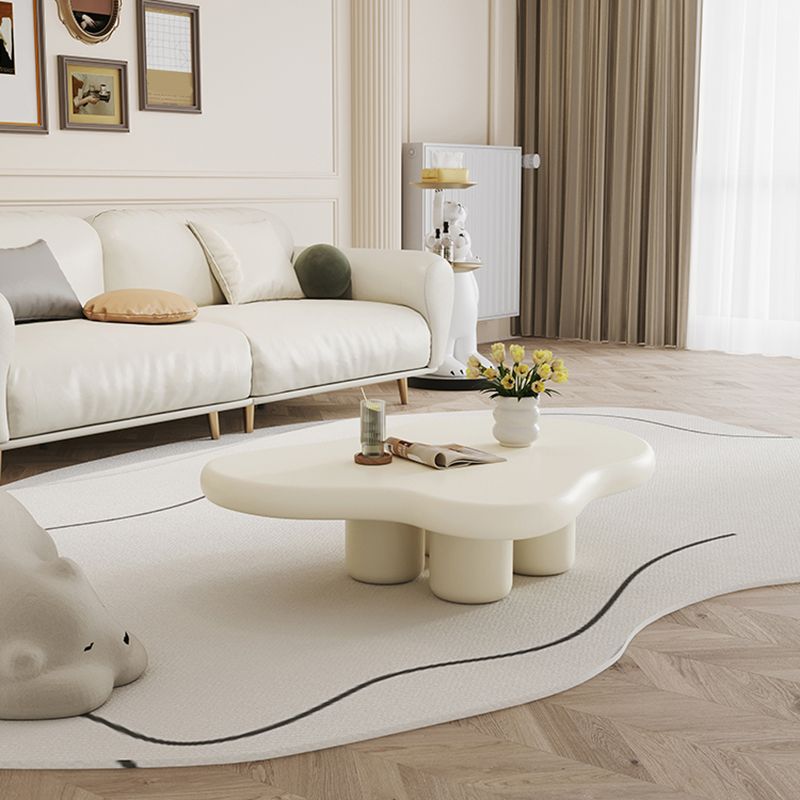 4 Legs Cloud Shaped Coffee Table Solid Wood 1 Single Cocktail Table