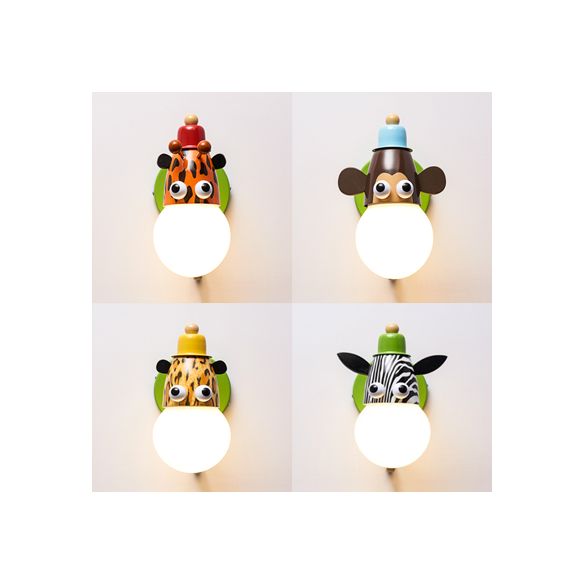 Dierenhoofd kleuterschool muur licht metaal metalen licht moderne schattige sconce lamp in groen