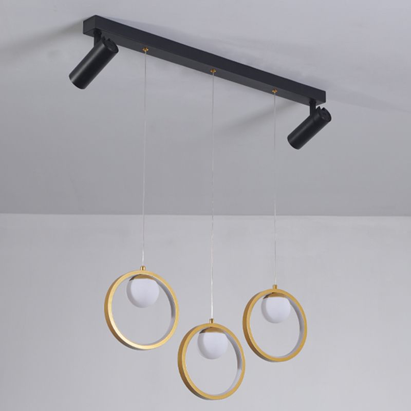 Contemporánea LED PIEL PIELLA Luz de la isla Black Circle Light con sombra de metal