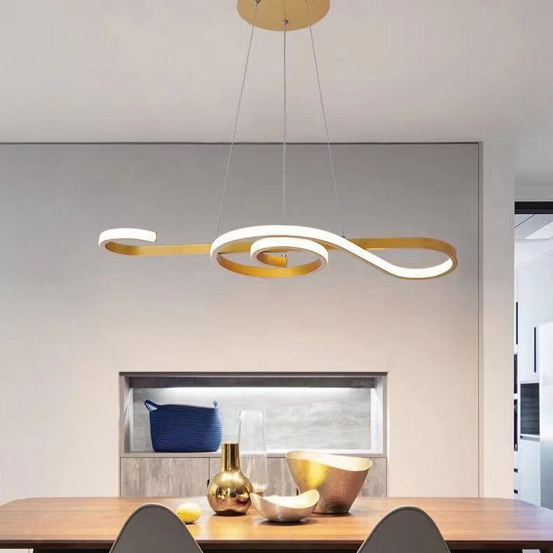 Ultra-modern Musical Note Hanging Chandelier Aluminum Suspension Lighting with Hanging Cord for Living Room