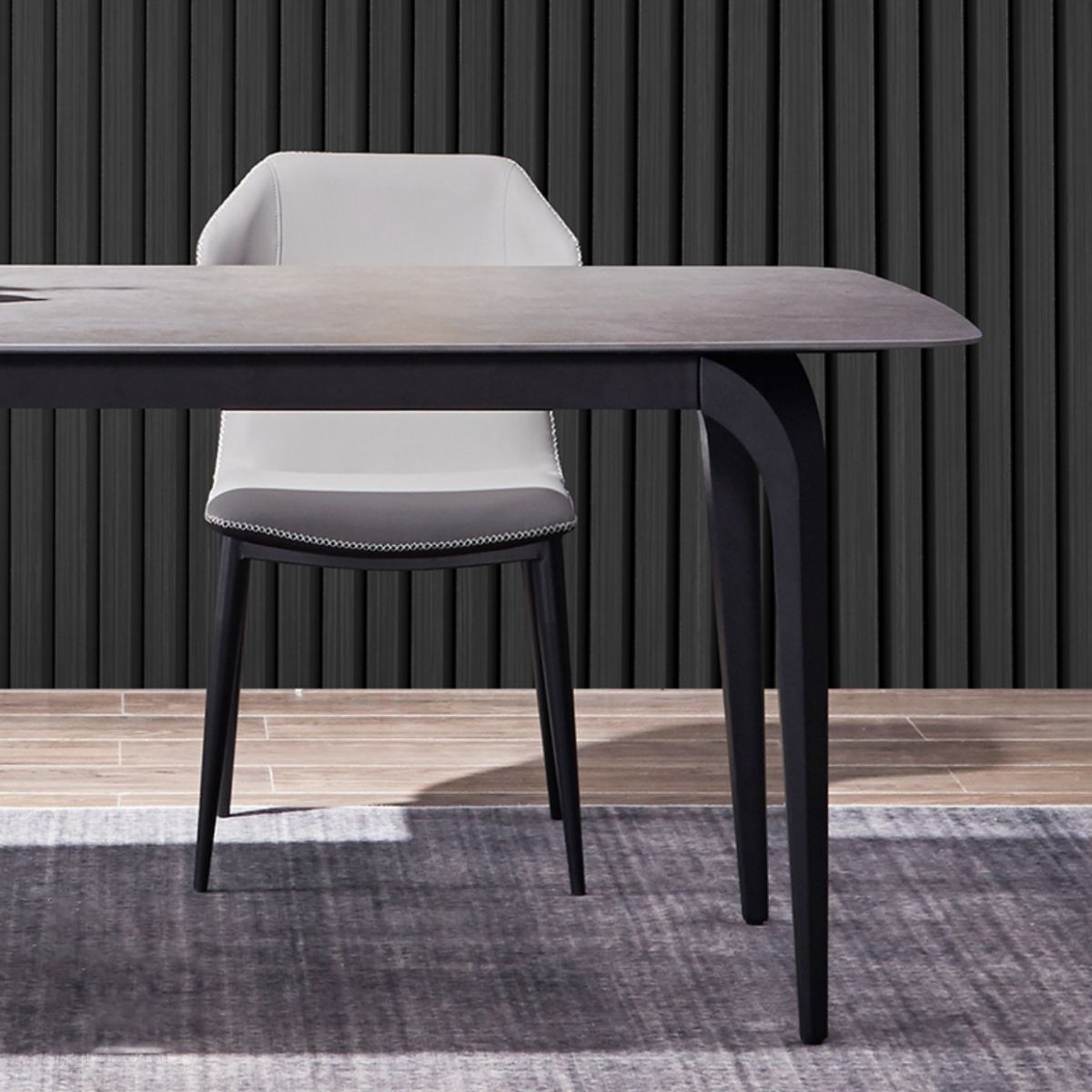 Modern 1/2/4/7 Pieces Dinette Set with Grey Sintered Stone Top Rectangle Dining Table Set